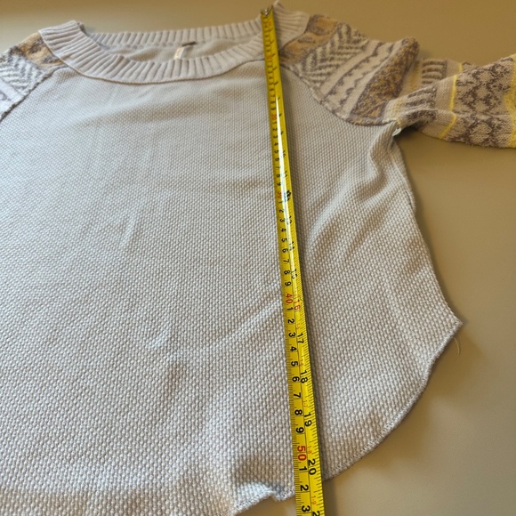 Free People Periwinkle Combo Fair Isle Thermal Long Sleeve T-Shirt | Side Medium - Picture 10 of 11